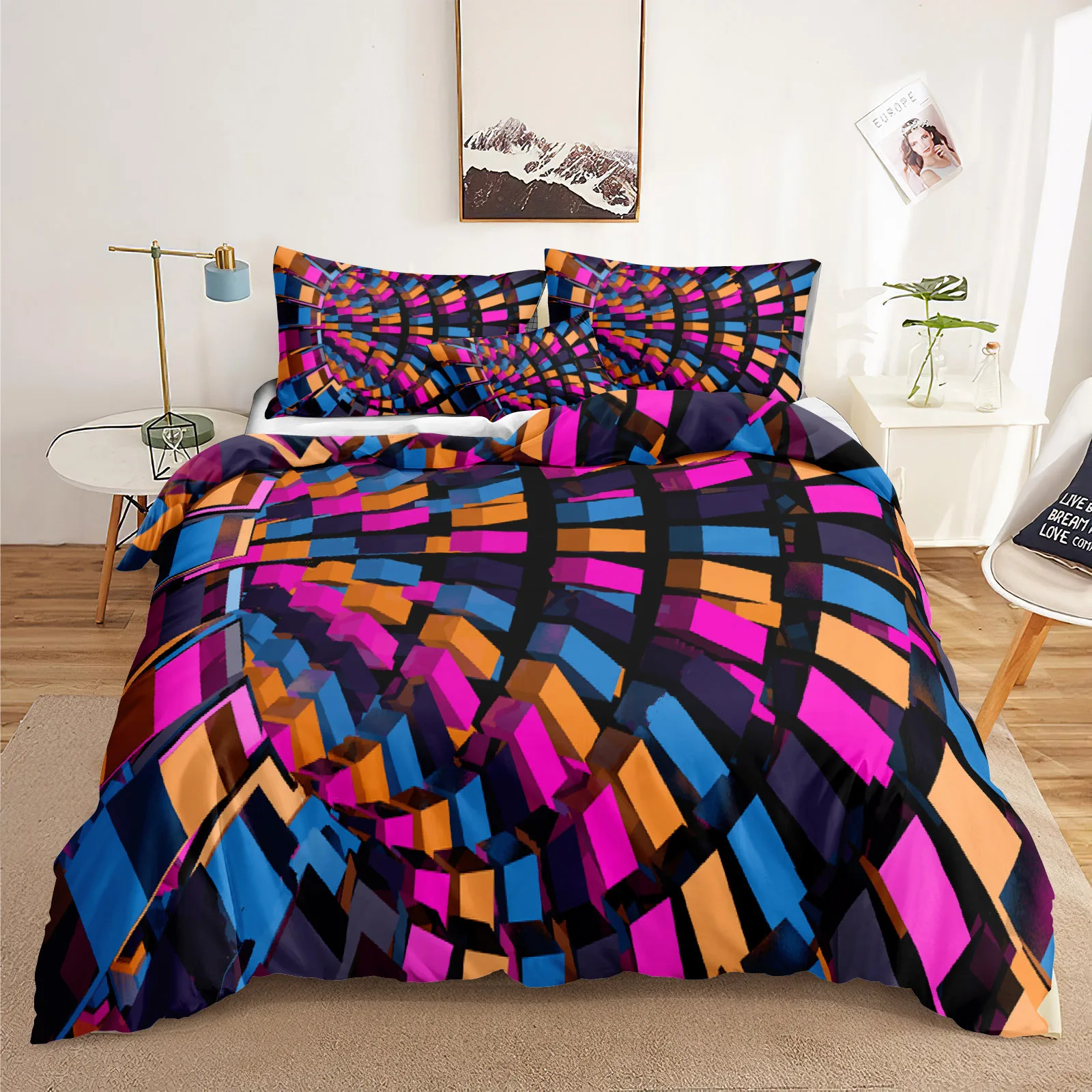 Rainbow Block Bedding Sets Building Block Duvet Cover Set Blue Purple Yellow Home Textiles Kids Bed Linen for Dropshipping