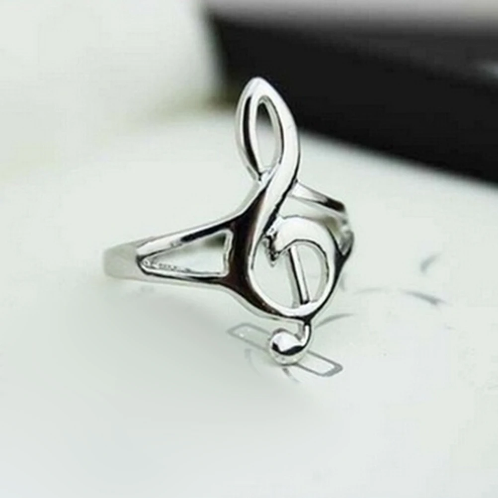 1Pc Fashion Cute Silver Color Musical Music Note Ring Treble Clef Ring Jewelry Gift