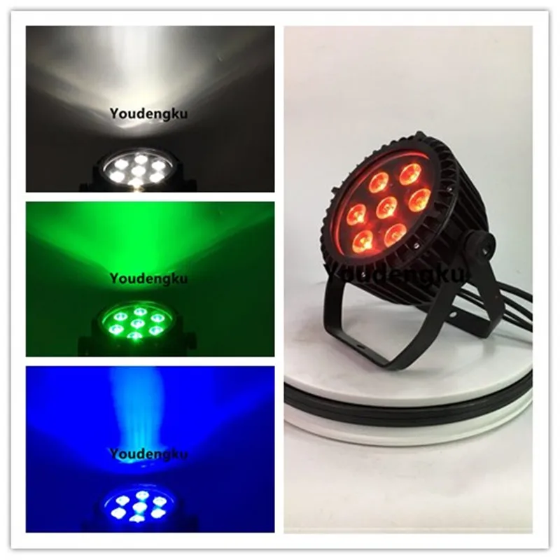 8pcs Outdoor application flat design IP65 rate 7x10w 4in1 Waterproof outdoor Par 64 LED RGBW Par lighting