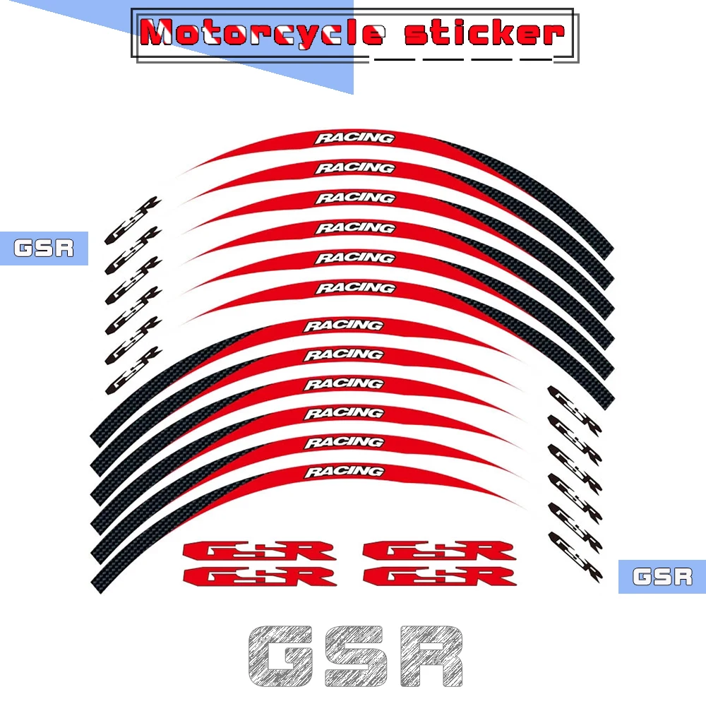 

Customizable motorcycle rim reflective waterproof stickers night safety warning decals 12 pieces for Suzuki GSR gsr