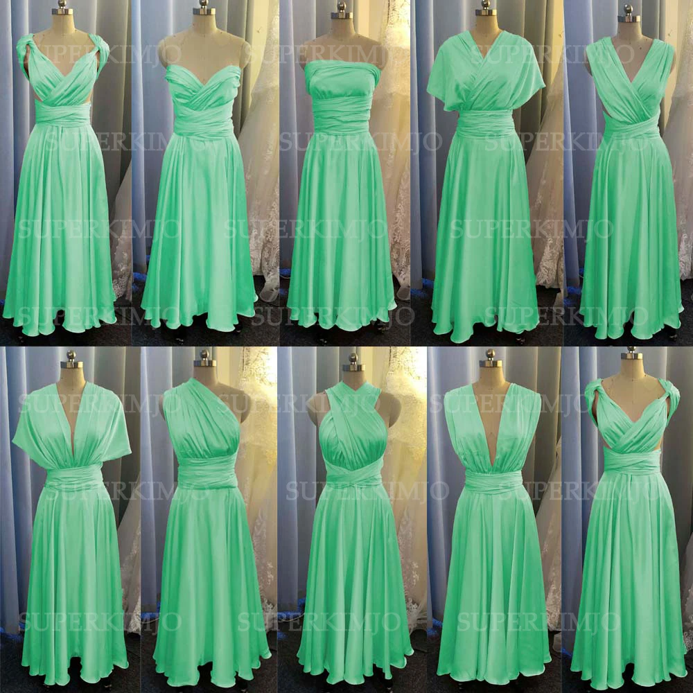 Mint Green 2020 Bridesmaid Dresses Convertible high quality chiffon floor length wedding bridesmaid dress