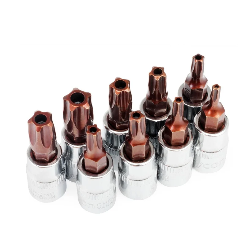 1/4 Drive Torx Star Pentalobe Cacciavite Bit Socket Set Casa Tool Kit di Riparazione Auto Cr-V Presa Bit T10-T50 con Presa di Supporto