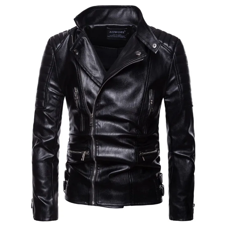 

Fad New Autumn Motorcycle Leather Jacket Men Fashion Zippers Design Biker Jacket Male Casual Coat Jaqueta De Couro Masculina