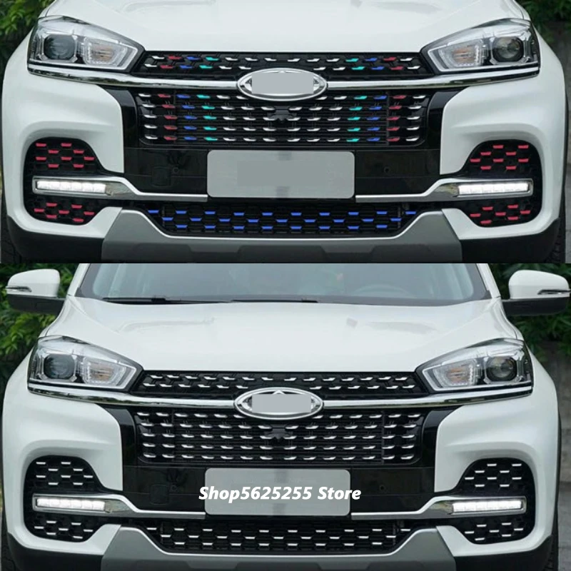 for Chery Tiggo 8 Accessories 2018 2019 2020 Front Grille Trim Garnish Cover Stickers Gypsophila Car Body Color Plastic Strip