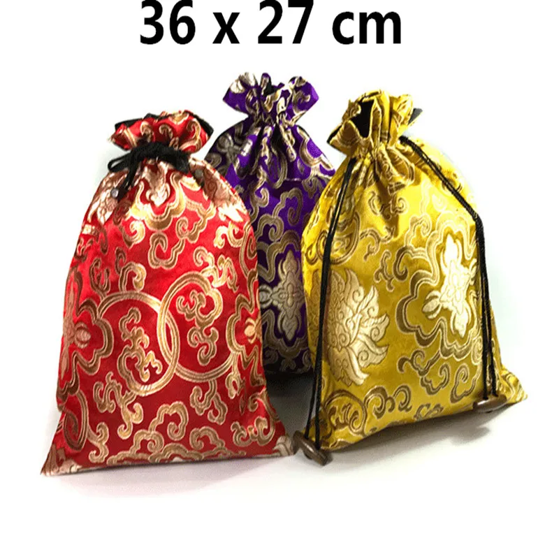 Jacquard Floral Luxury Extra Large Gift Bags Christmas Chinese Silk Brocade Drawstring Pouch Shoes Dust Covers