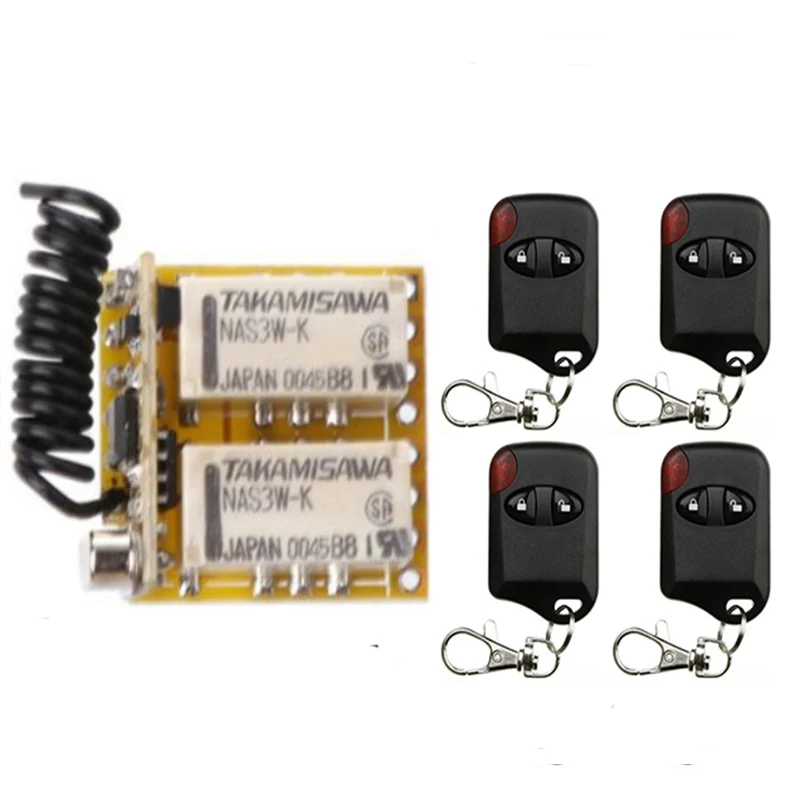 DC3.7V 4.5V 5V 6V 7.4V 9V 12V 2CH Mini Relay Wireless Switch Remote Control Power LED Lamp Controller Micro Receiver Transmitter