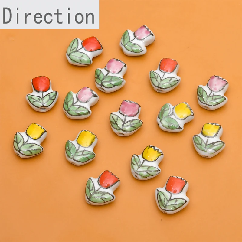 Hand-painted Kindergarten Small Flower Ceramic Bead Pendant DIY Cute Earring Necklace Bracelet Beaded Handmade Material