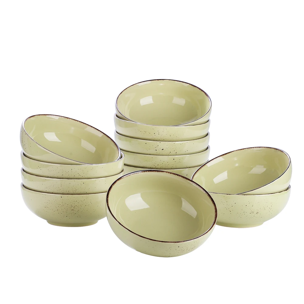 Vancasso Navia-YG Vintage 4/8/12-Piece 800ML Large Cereal Bowls Set Ceramic Soup/Mixing/Fruit/Noodle/Ramen Restaurant Bowl Set