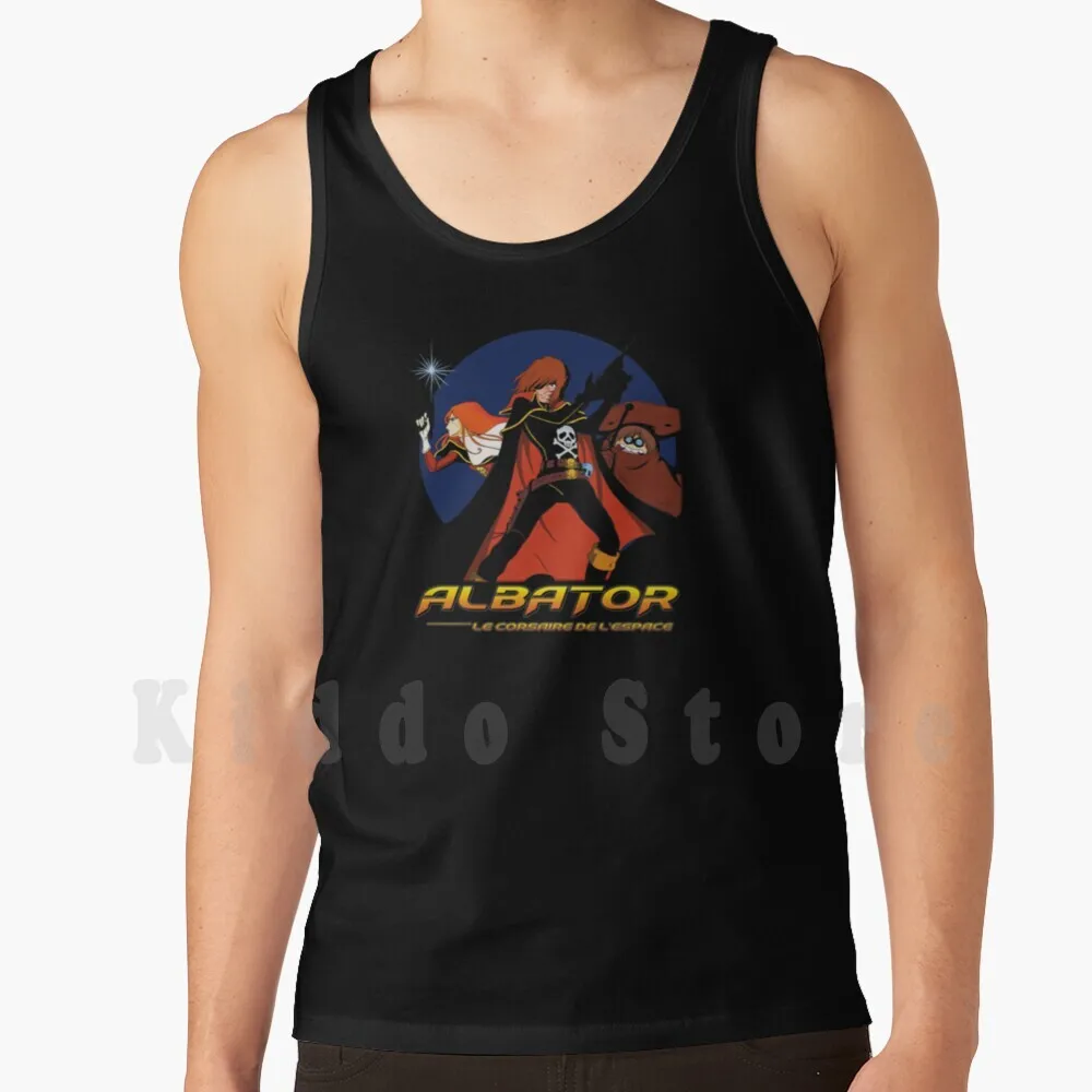 Melu Mampir Tank Tops Vest 100% Cotton Albator Captain Harlock Phantom Harlock Pirates Space Pirate Captain Harlock Leiji