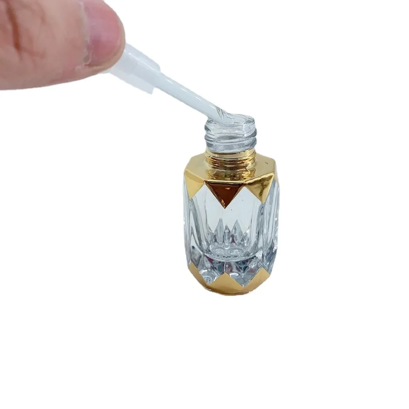 6ml altın arapça kristal uçucu yağ şişeleri Attar Oud cam parfüm şişeleri ile rulo damlalıklı etiket 10 adet/grup P323