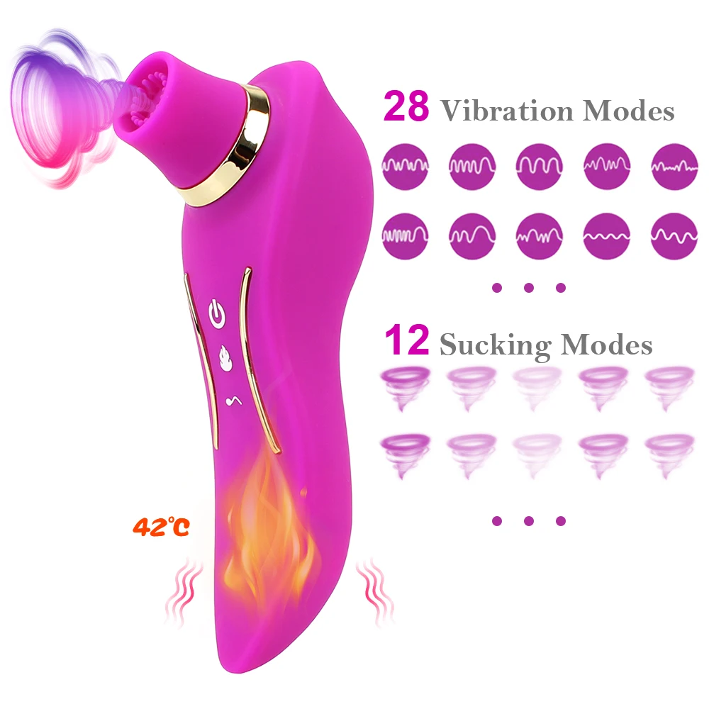 VATINE 2 in 1 Heating Suction Clitoris Nipple Sucker Vibrator Vagina Stimulation Vibrating Dildo Dual Head Sex Toys For Woman