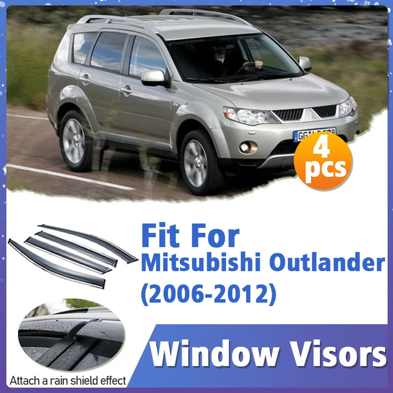 

Window Visor Guard for Mitsubishi Outlander 2006-2012 4pcs Vent Cover Trim Awnings Shelters Protection Sun Rain Deflector