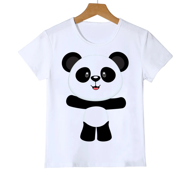 Kids T-shirt Cute and Funny Panda Monkey Animal Collection Cartoon Pattern T Shirt Summer Boys and Girls White Short Sleeve Tops