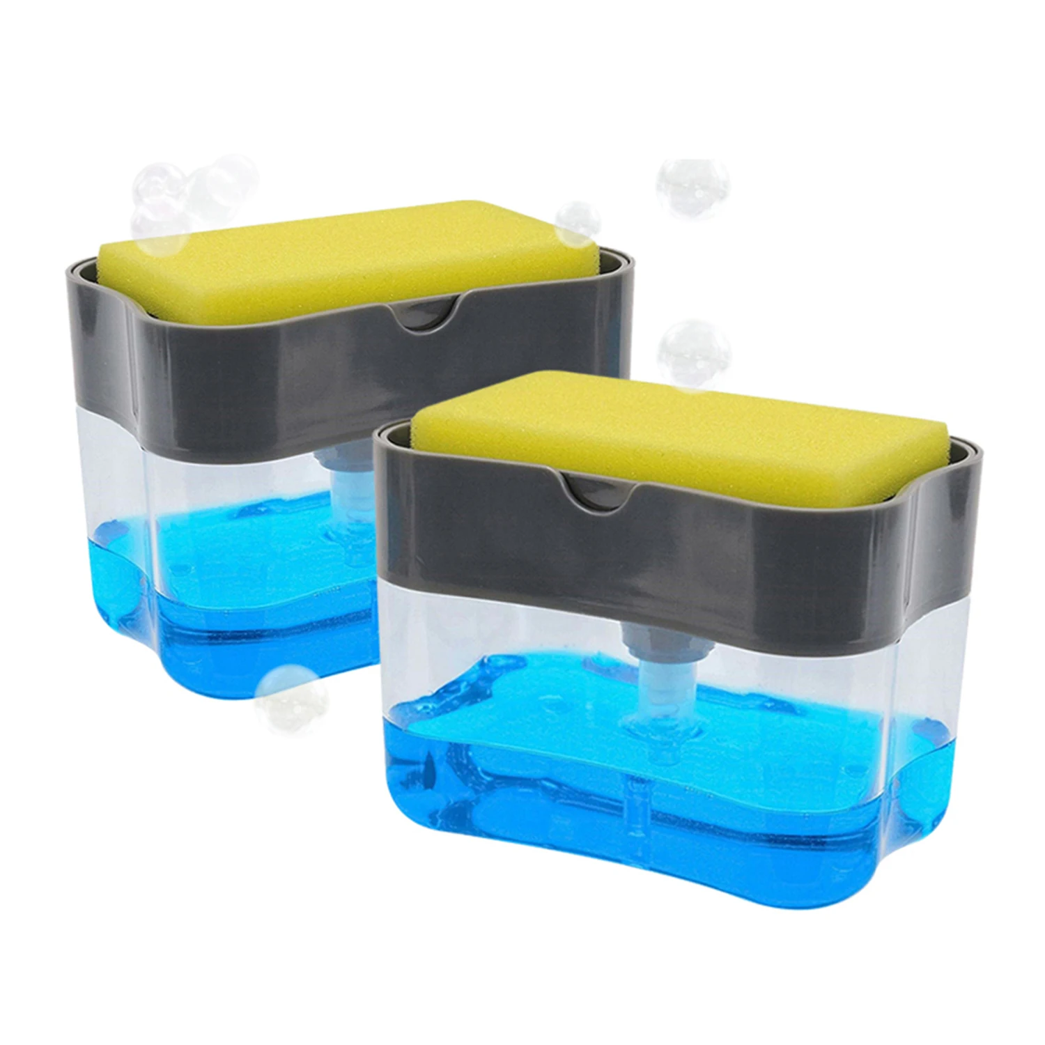 Soap Dispenser Pump with Sponge Manual Press Cleaning Liquid Dispenser Container Manual Press Soap Organizer Kitchen Tool