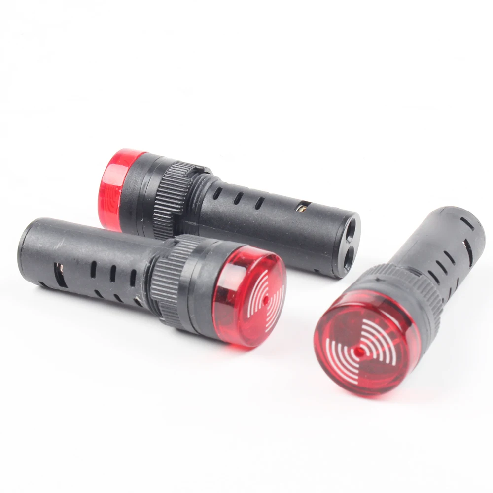 プラスチックled点滅ライト,赤,AD16-16SM/12v,24v,110v,220v,16mm,ビープアラーム,1個