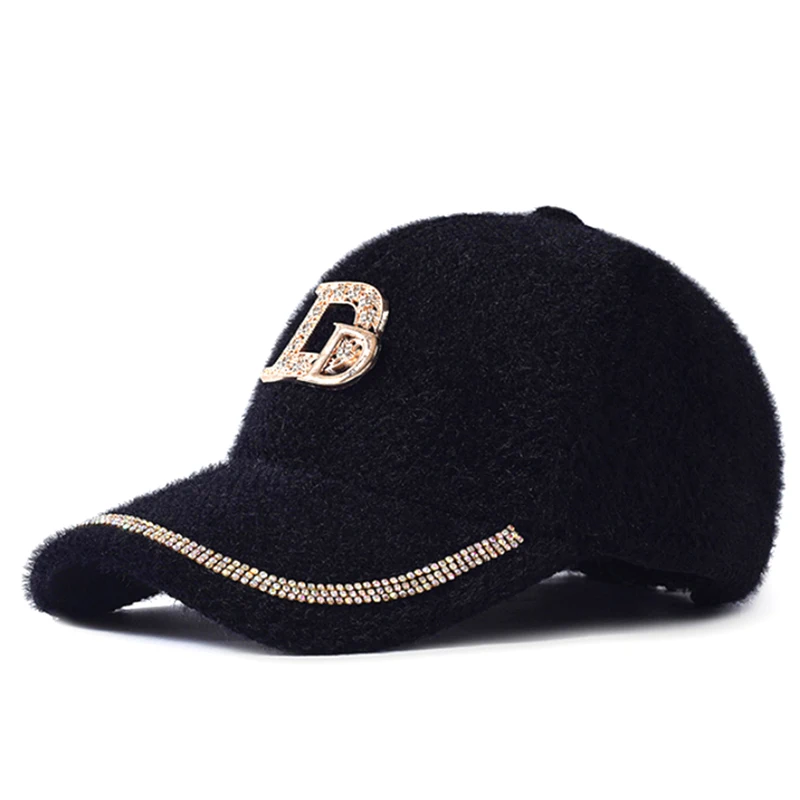 

Fashion lamb wool baseball cap letter embroidery casual warm hat Snapback Bone Hip Hop Caps