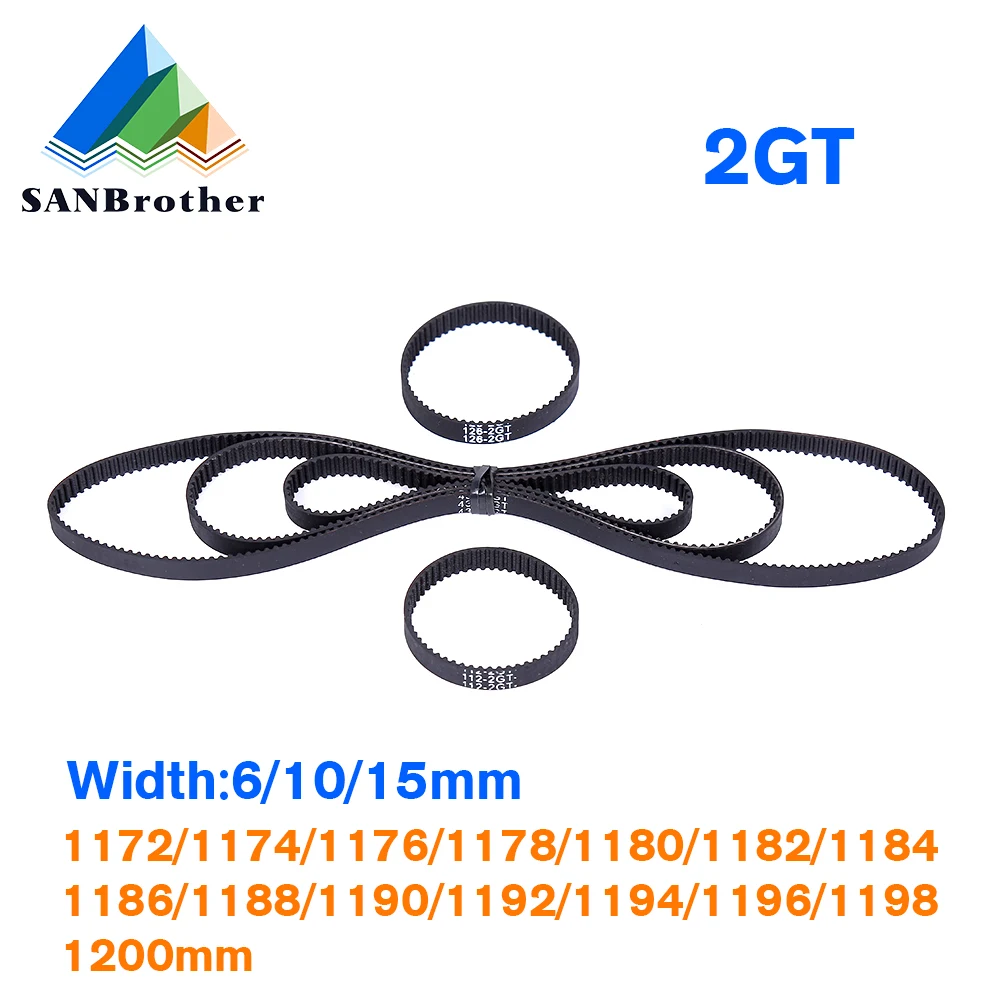 Ремень для 3D-принтера, резиновый ремень GT2 2GT-6 1180 1172 1174 1176 1182 1186 1190 1192 1194 1196 мм ширина 6 10 15 мм