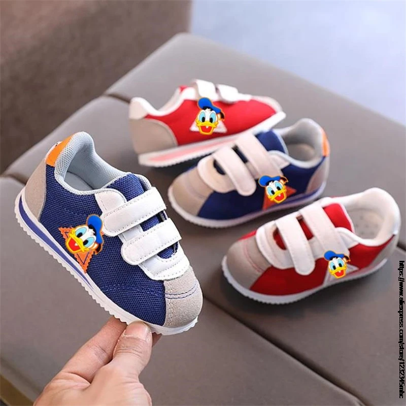 Kids Shoes Anti-slip Soft Rubber Mickey Minnie Sneakers Casual Flat Sneakers Children Girls Boys Sports Duck Shoes