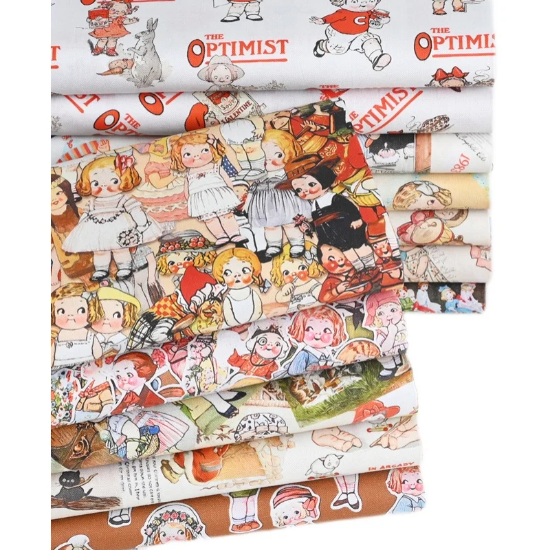 Newest Cartoon Girl Print Cotton Sewing Fabric By The Yard,DIY Quilting Needlework Material,Sew Dress Children Clothes Fabrics