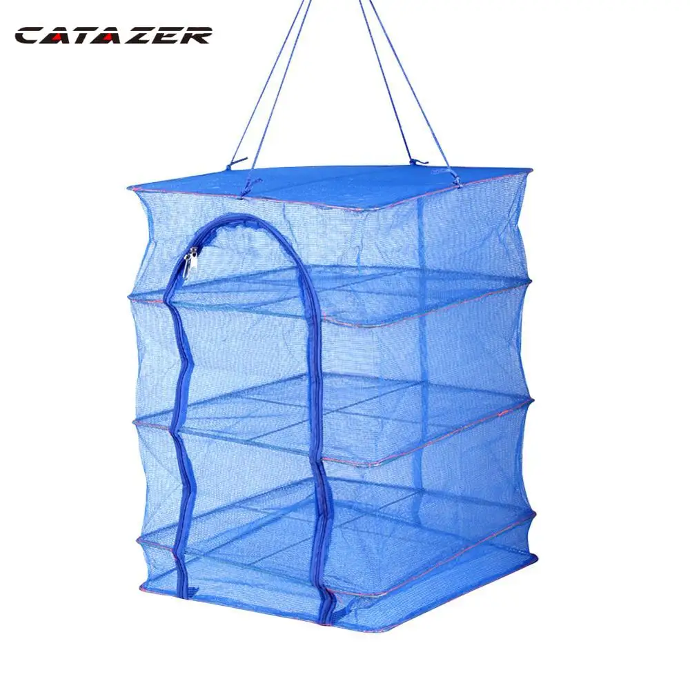 

Foldable 4 Layers Drying Net Fish Net Drying Rack Hanging Vegetable Fish Dishes Hanger Fish Net Hanging Net Dry Cage Tackle Tool