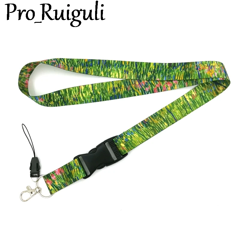 Van gogh Painting Patch of Grass Fashion Lanyard ID Badge Holder Bus Pass Case Cover Slip Bank Credit Card Holder Strap Holder