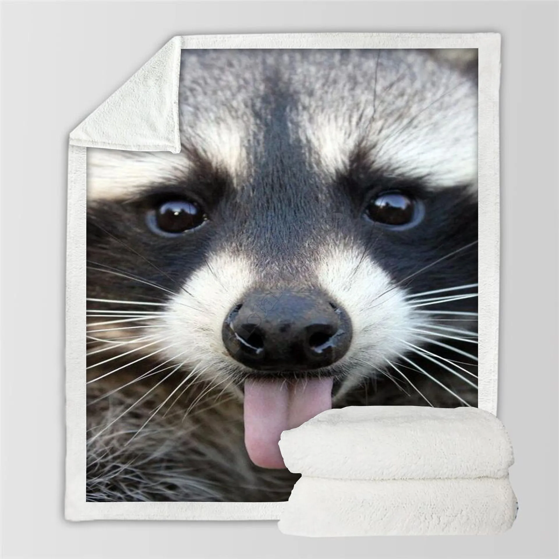 

Plstar Cosmos Raccoon Fleece Blanket 3D print Sherpa Blanket on Bed Home Textiles Dreamlike style-2