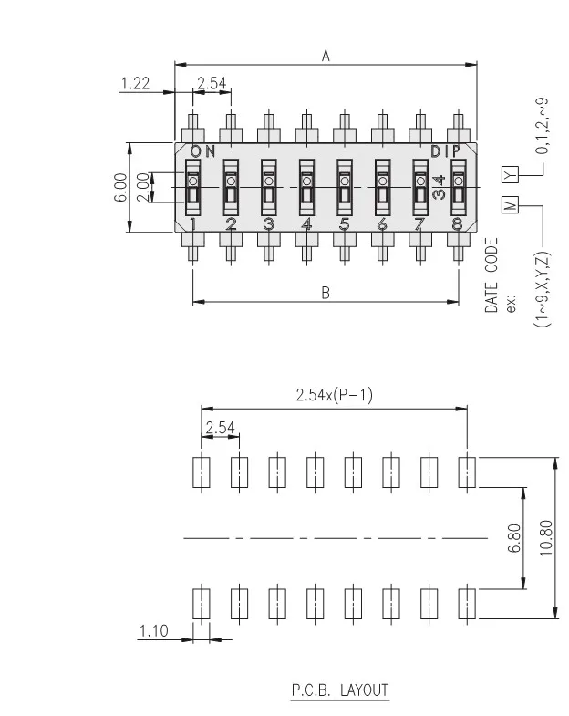 EMR-01-T-Q-T/R Đài Loan 2.54 SMD 2-Pin 1-Bit Mặt Số Mã Công Tắc 1P Phẳng Mặt Số Mã công Tắc Loại Khóa