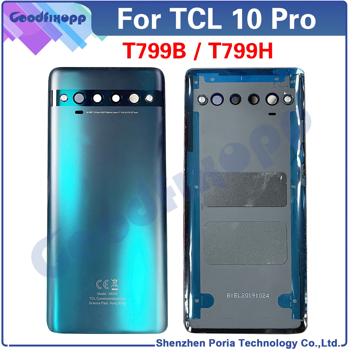 For TCL 10 Pro T799 T799B T799H Back Battery Cover Door Housing Case For TCL 10Pro Rear Cover