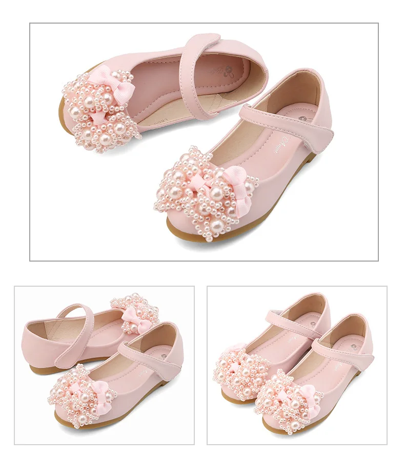 Autumn Child Dress Leather Shoes For School Girls Fashion Bow Beaded Princess Wedding Party Shoes 2 3 4 5 6 7 8 9 10 11 12 Years