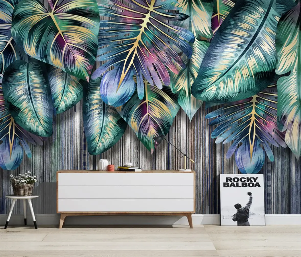 

beibehang Custom Tropical light luxury plant leaves mural wallpapers for living room bedroom TV background wall paper home decor