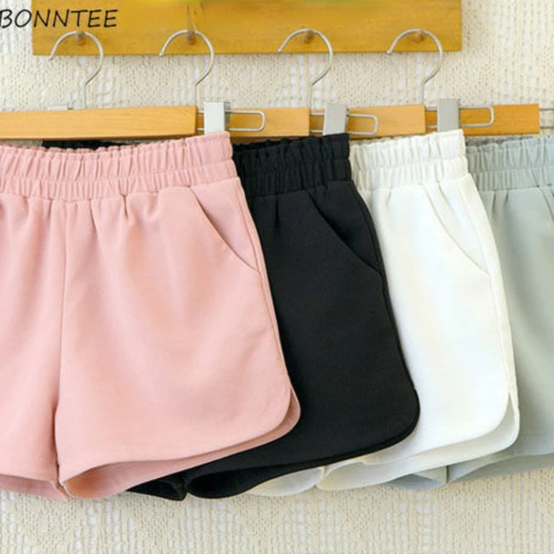 

Shorts Women All-match Stylish High Waist Stretchy Leisure Loose Summer New Cozy Korean Style Female Chiffon Simple Solid Color