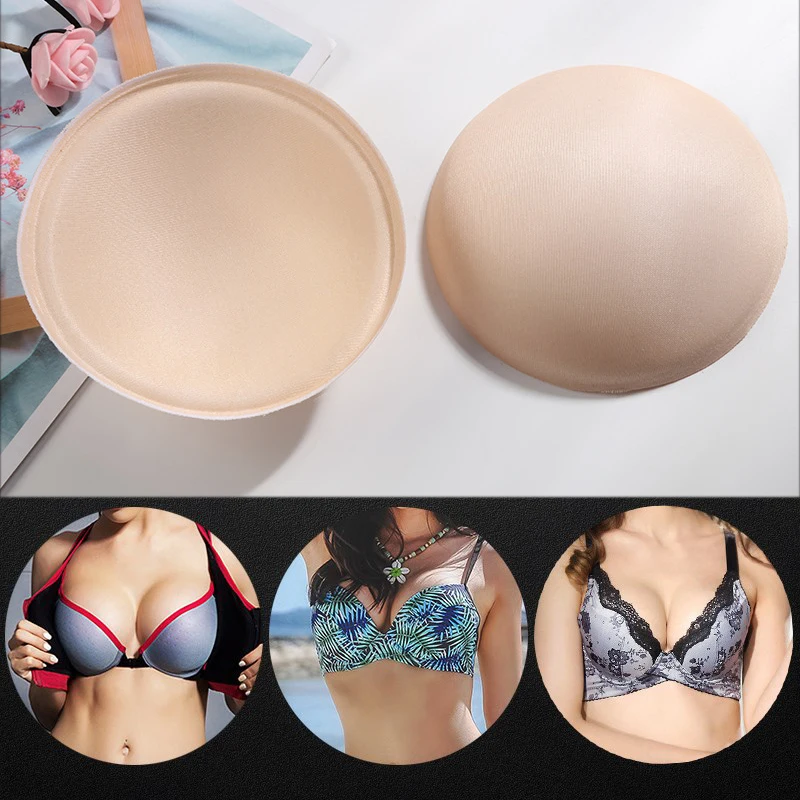 1 Pair Sponge Bra Pads Push Up Breast Enhancer Removeable Bra Padding Inserts Cups for Swimsuit Bikini Padding Intimates