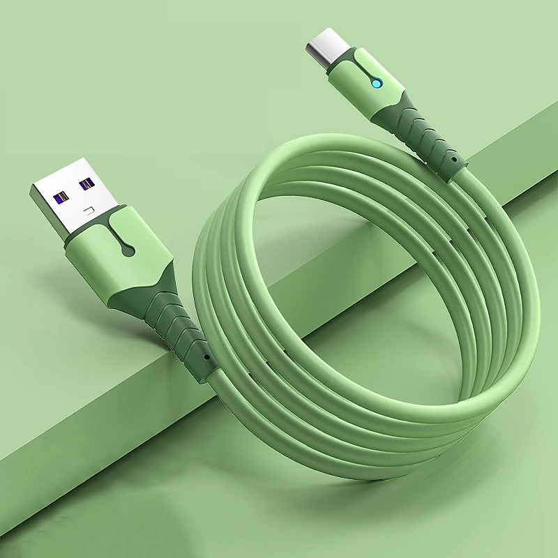 5A Liquid Silicone USB Type C Cable For Samsung S20 S10 Plus Xiaomi Fast Charging Wire Cord USB-C Charger Mobile Phone