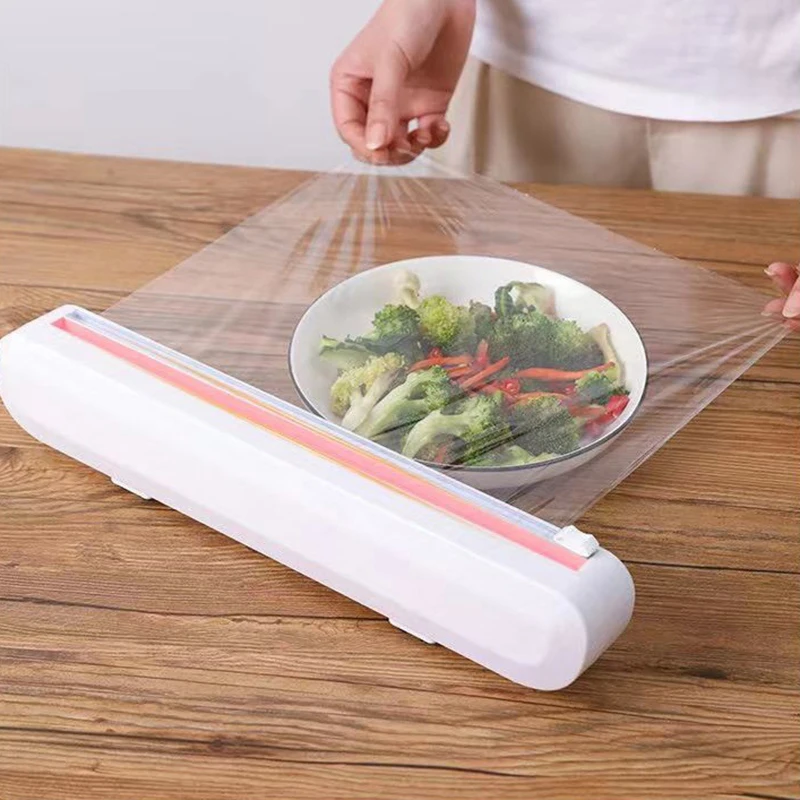 Plastic Wrap Dispenser Fixing Foil Cling Film Dispenser Cutter Sharp Cutter Wrap Storage Holder Kitchen Tools Accessories