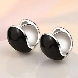 KOFSAC New Trendy 925 Sterling Silver Earrings For Women Vintage Temperament Black Ball Ear Jewelry Lady Anniversary Accessories