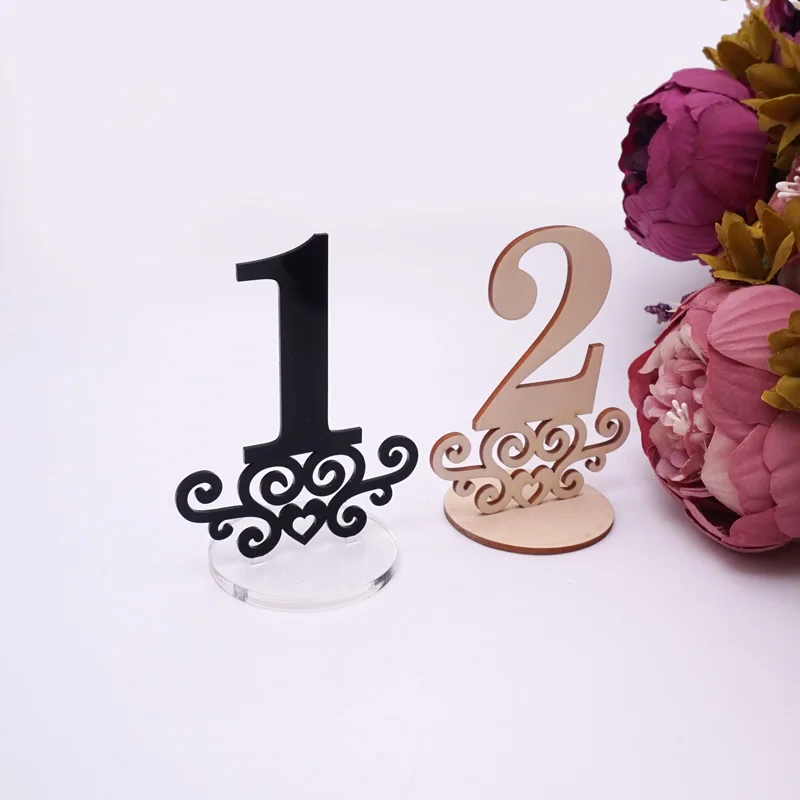 Ensemble de numéros de table en acrylique, cartes de bureau d'anniversaire, support de table pour mariage, baby shower, décoration de fête, 1 ensemble