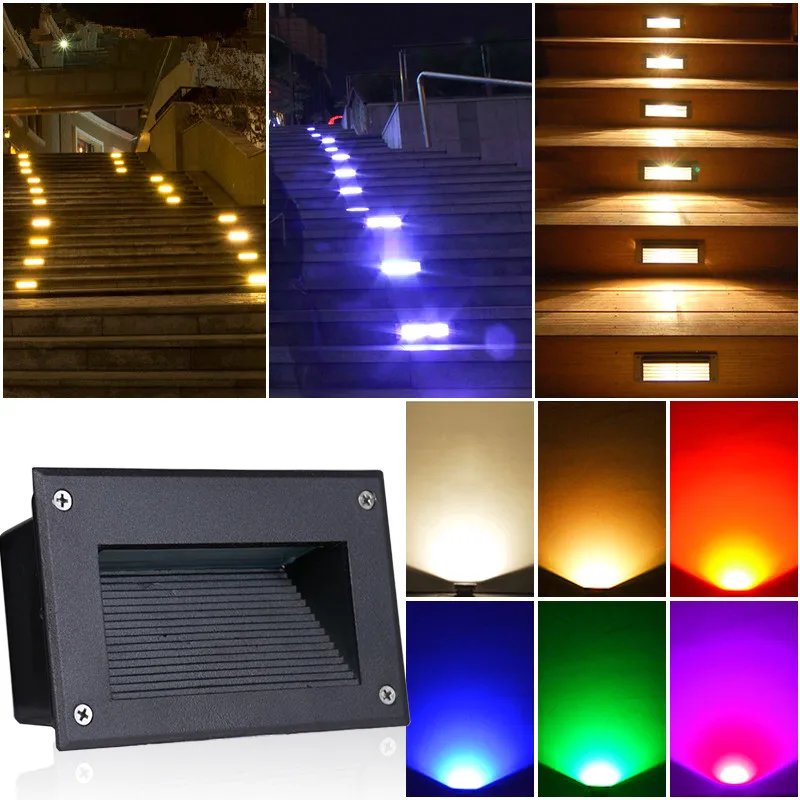 HOT LED Stair Light 5X2W Underground Lamps IP67 Deck Step Paitio Recessed Inground Light 5X2W Floor Garden Landscape Wall Light