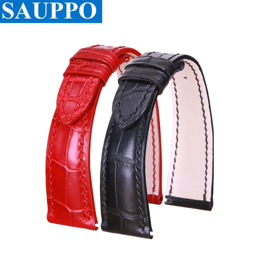 

SAUPPO High Quality Crocodile Genuine Leather Watch Accessories Women Wrist Watch Bands for Patek Philippe Complications