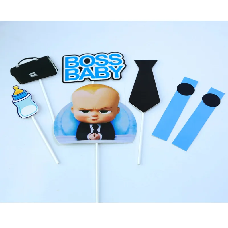 7pcs Cartoons Boss Happy Birthday Cake Topper Boy girl birthday party Cupcake Toppers For Baby Shower Cake Dessert Decorations