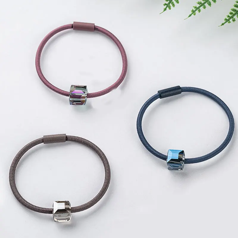 1 adet yeni kadın zarif kristal geometrik elastik saç bantları at kuyruğu tutucu Scrunchies kafa bandı lastik bant saç aksesuarları