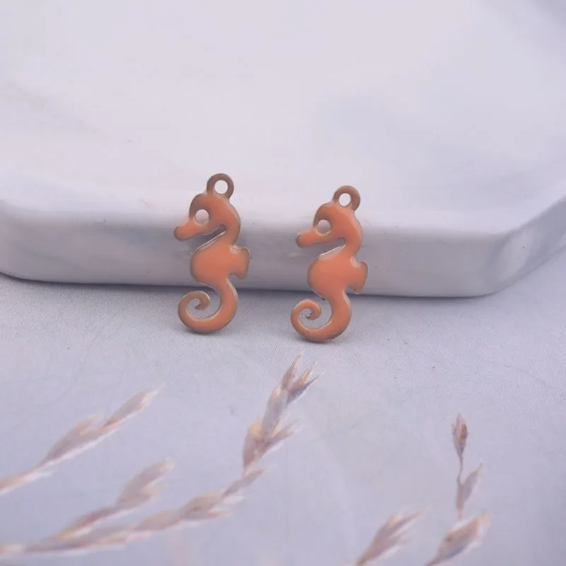 30pcs 6*12mm Both Faced Enamel Fish Tail Charms Copper Enamel  Pendant Diy Jewelry Making