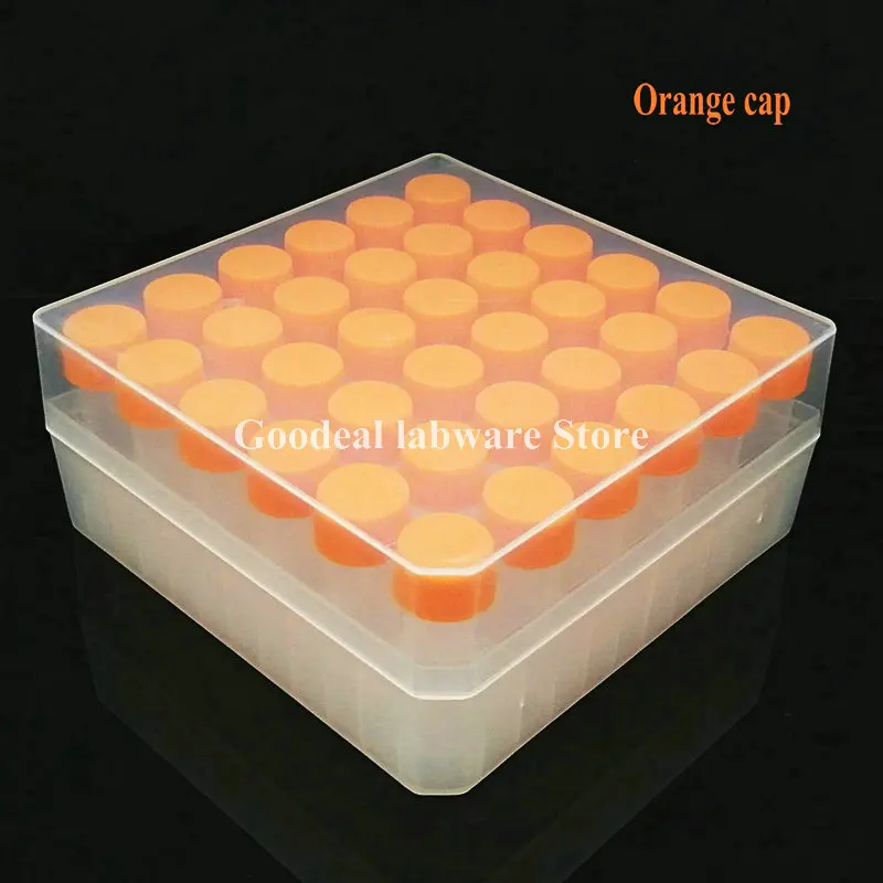 36pcs Plastic 5ml Cryovial With Colored Screw Cap+ 1pcs 36 Vents plastic Freezing Tube Storage Box for experiment