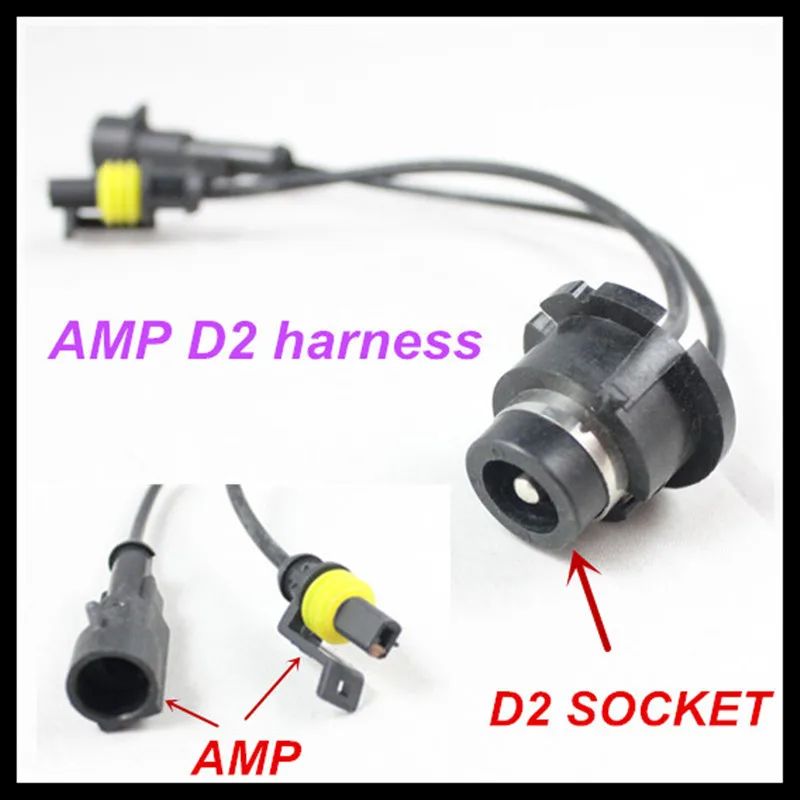 Rockeybright 2pcs Wire HID Ballast Kit Xenon D2S D2R D2C to AMP Harness Adapter Light Xenon Kit Cable For Car D2S pigtail Cable
