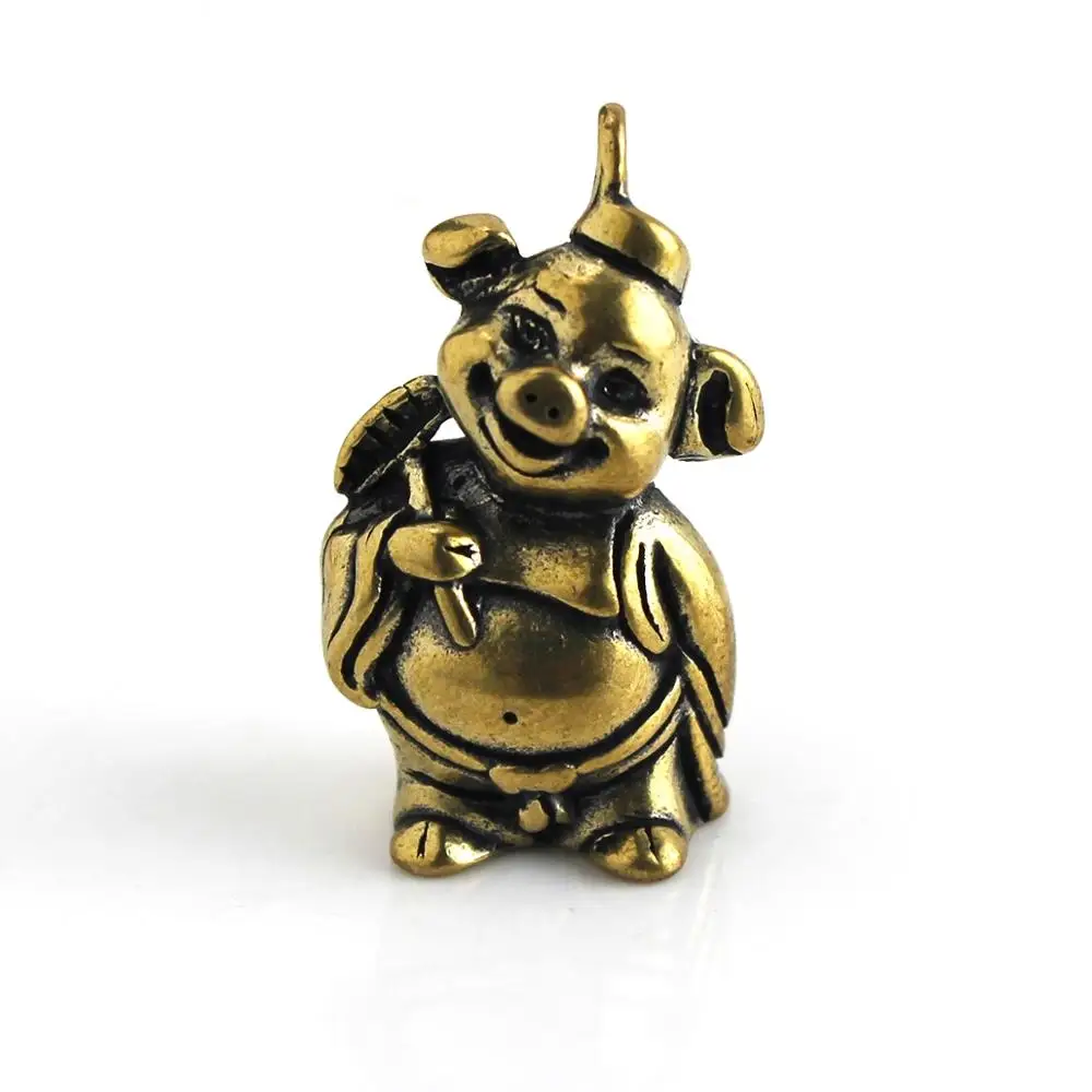 1pcs Brass Piggy Pendant The Journey To The West Animal Design Leather Bag Wallet Chain Decor Parts Pendant Jewelry