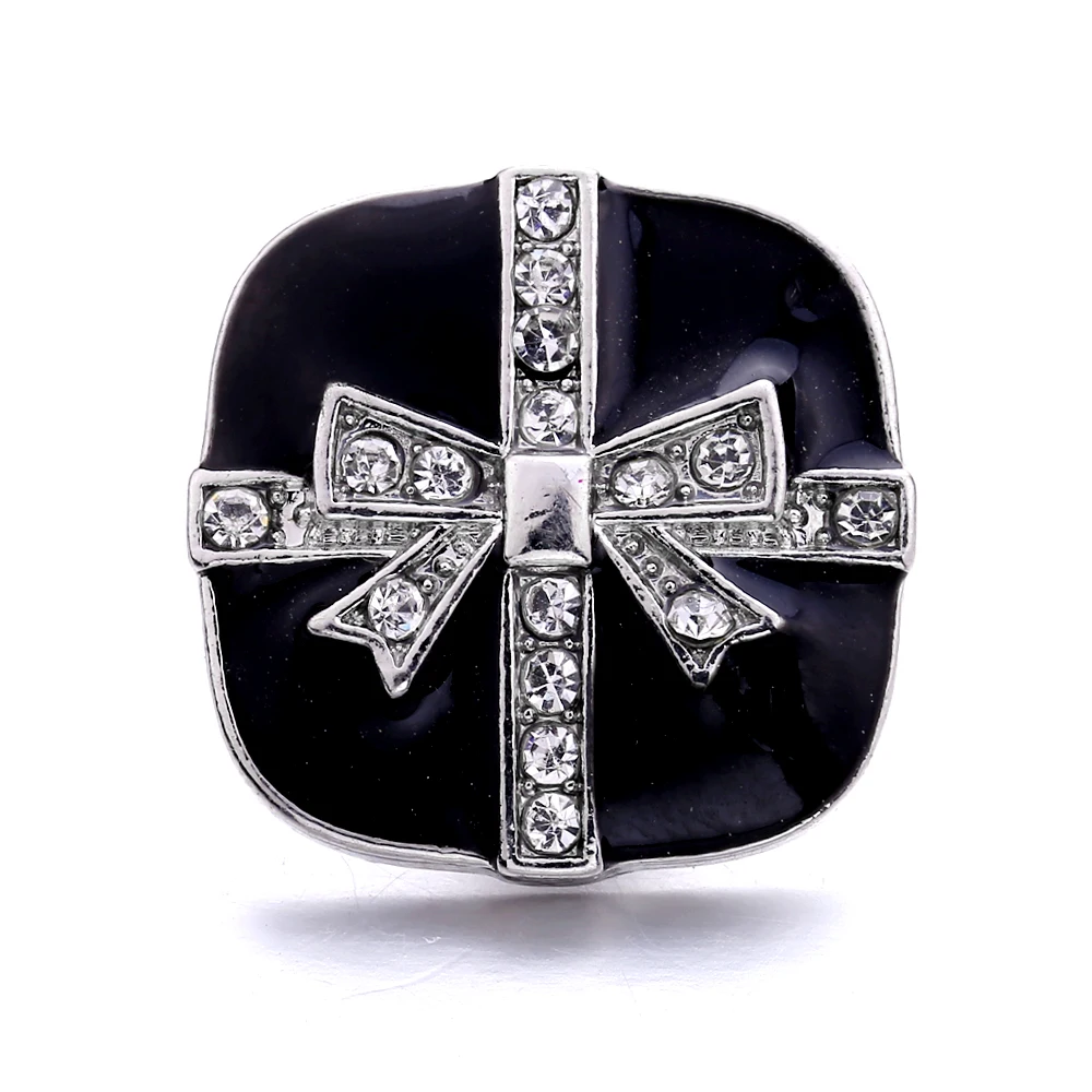 New 5pcs/Lot Fashion Black Snap Jewelry Rhinestone Flower 18mm Snap Buttons Jewelry Fit 18mm 18mm Leather Snap Button Bracelet