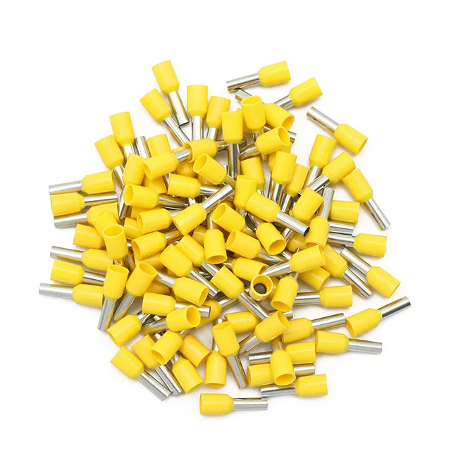 100pcs/Pack E0508 E7508 E1008 E1508 E2508 Insulated Ferrules Terminal Block Cord End Wire Connector Electrical Crimp Terminals