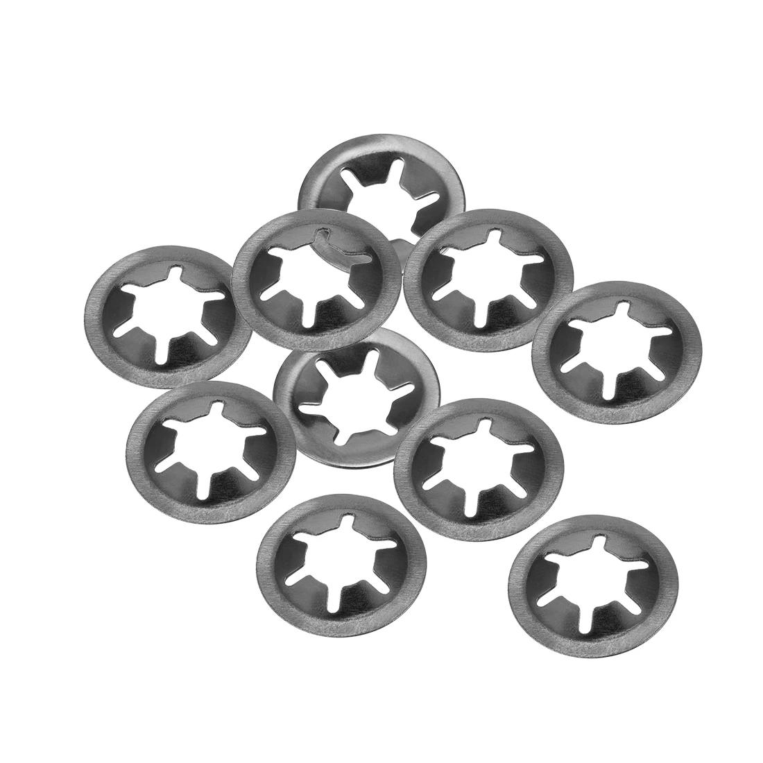 uxcell 10pcs M6 Starlock Washer 5.5mm ID 16mm OD Internal Tooth Lock Washers Push-On Locking Speed Clip 65Mn Black Oxide Finish