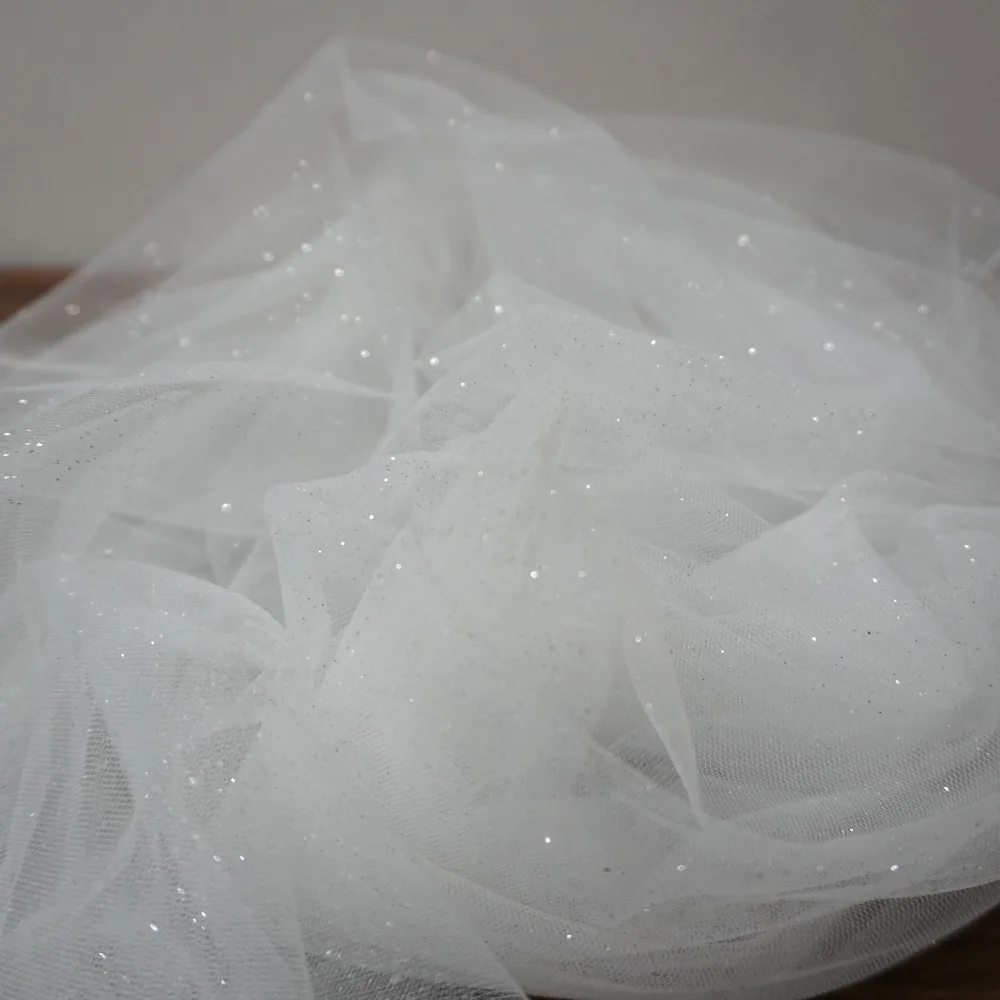 3Meters Sparkly Off white Glitter Shiny Net Tulle Mesh Lace Fabric 38 Color Bride Wedding Veil Lace Shiny Material