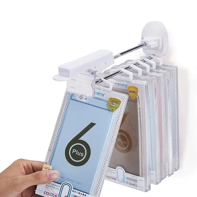 (50 Pcs/Lot ) 7 inch Length Magnet Key Included White Color Slot Wall Anti Theft Security Display Hook