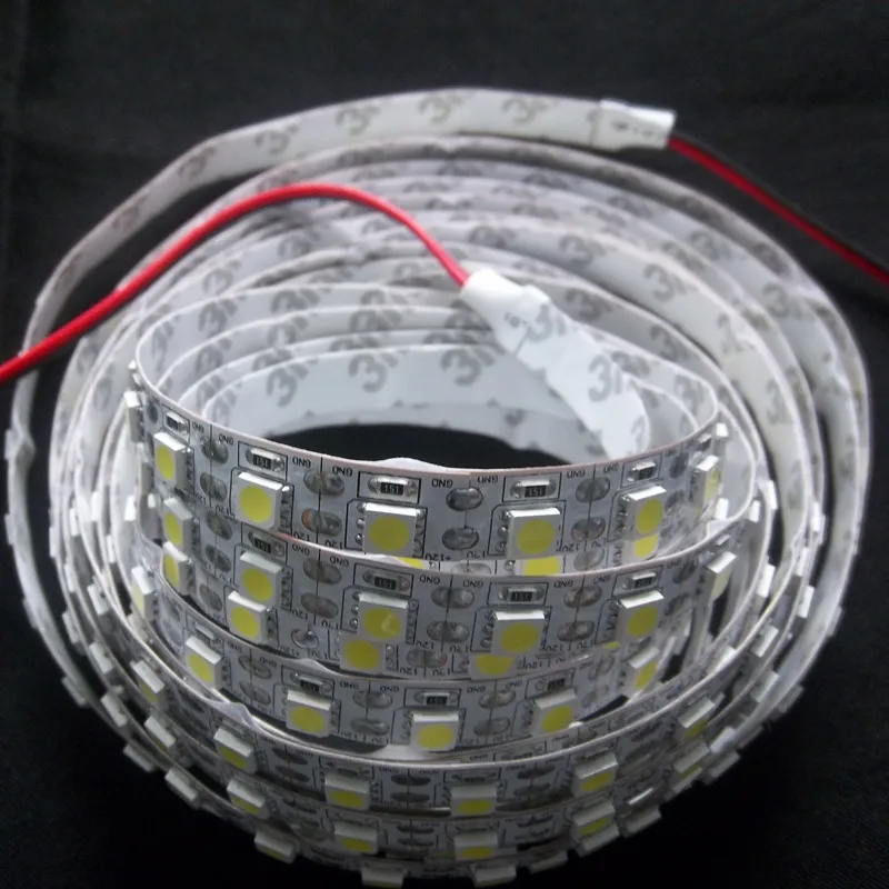 Imagem -05 - Personalizado Alto Brilho Dc12v 24v Fita 360leds Rolo Ip20 Smd5050 Led Tiras Dupla Fpc Fio de Ouro para Dentro